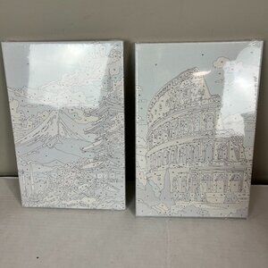 Set of 2, Japan and Rome, Paint by number, NIB, 12" x 8"